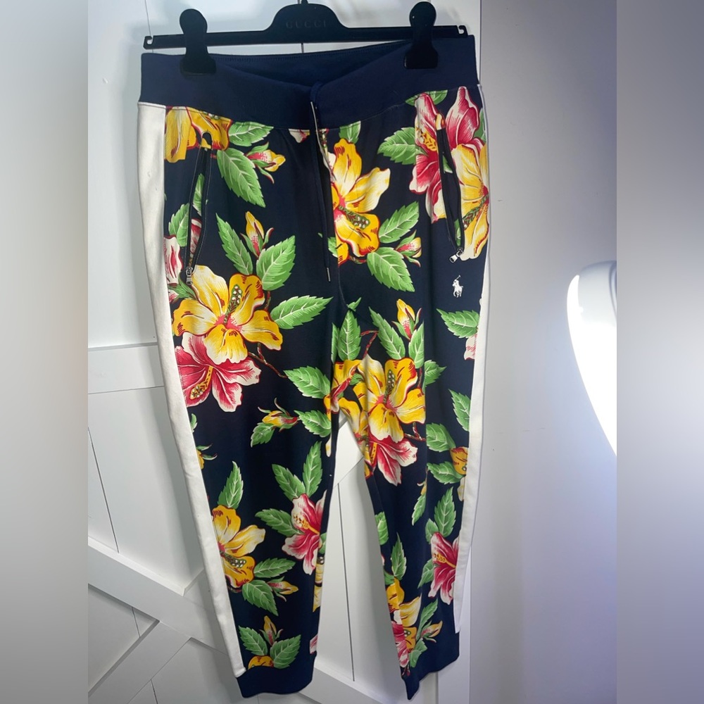 NWT Polo Ralph Lauren Floral Interlock Track Pants Joggers Hibiscus Men’s Size L